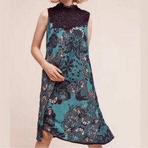 NWT Anthro Maeve Black Lace Butterfly Swing Dress Size XS Retail @ $178.00